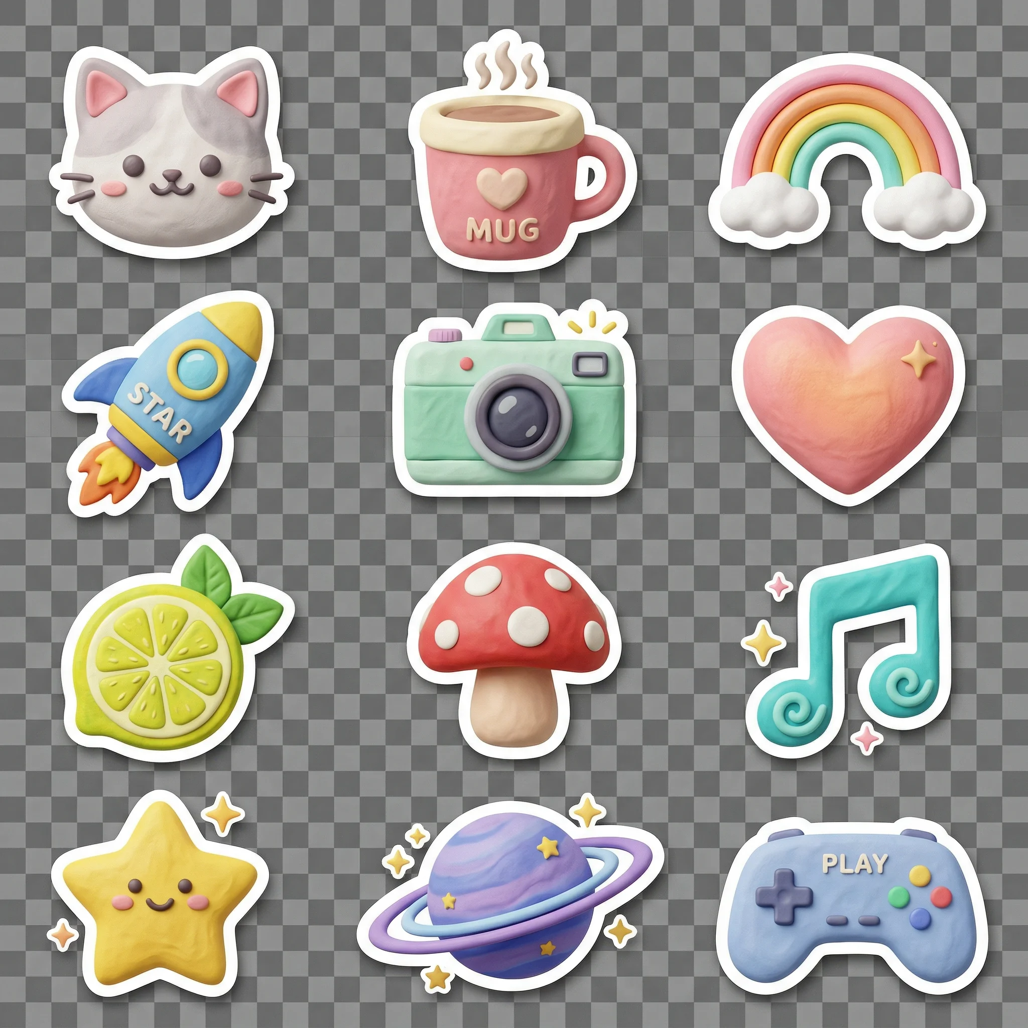 Clay 3D Sticker Pack